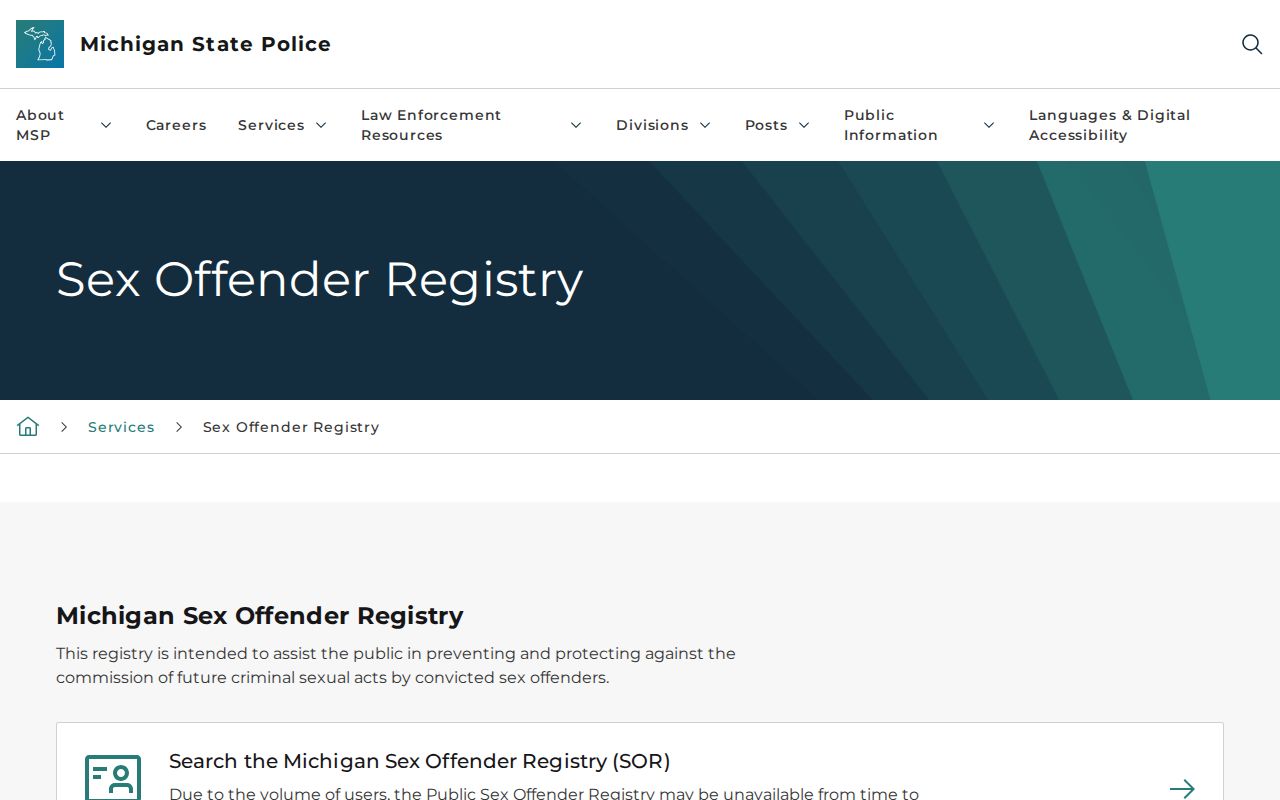 Sterling Heights resident lookup limits on the Michigan offender registry
